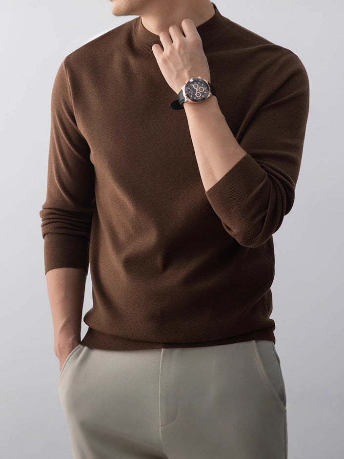 Men's Mock Neck Knitted Sweater