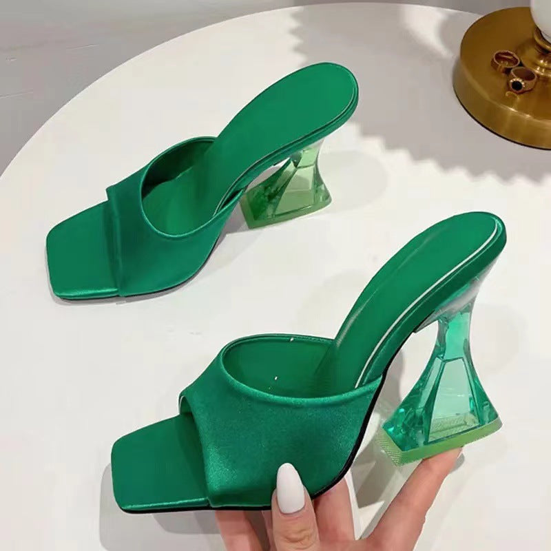Square-Toe Heeled Slides