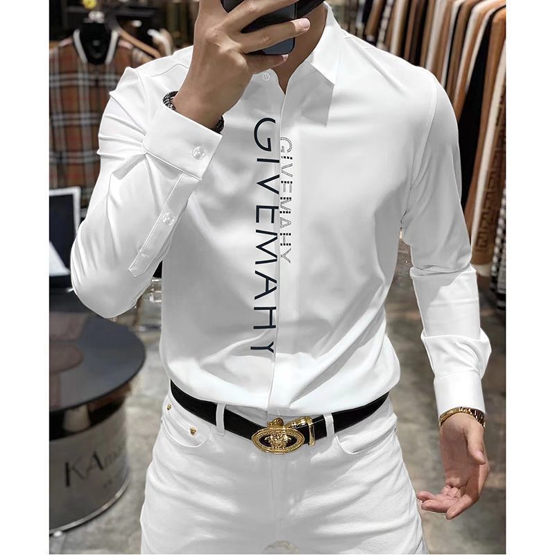 Slim-Fit Designer Monogram Dress Shirt