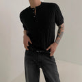Textured Knit Henley Short-Sleeve