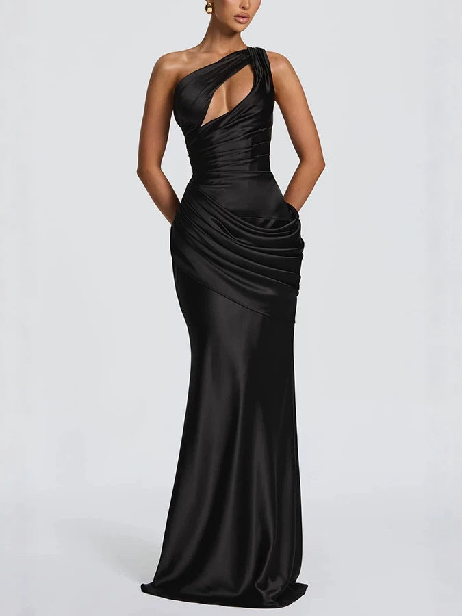 Asymmetric Satin Mermaid Dress