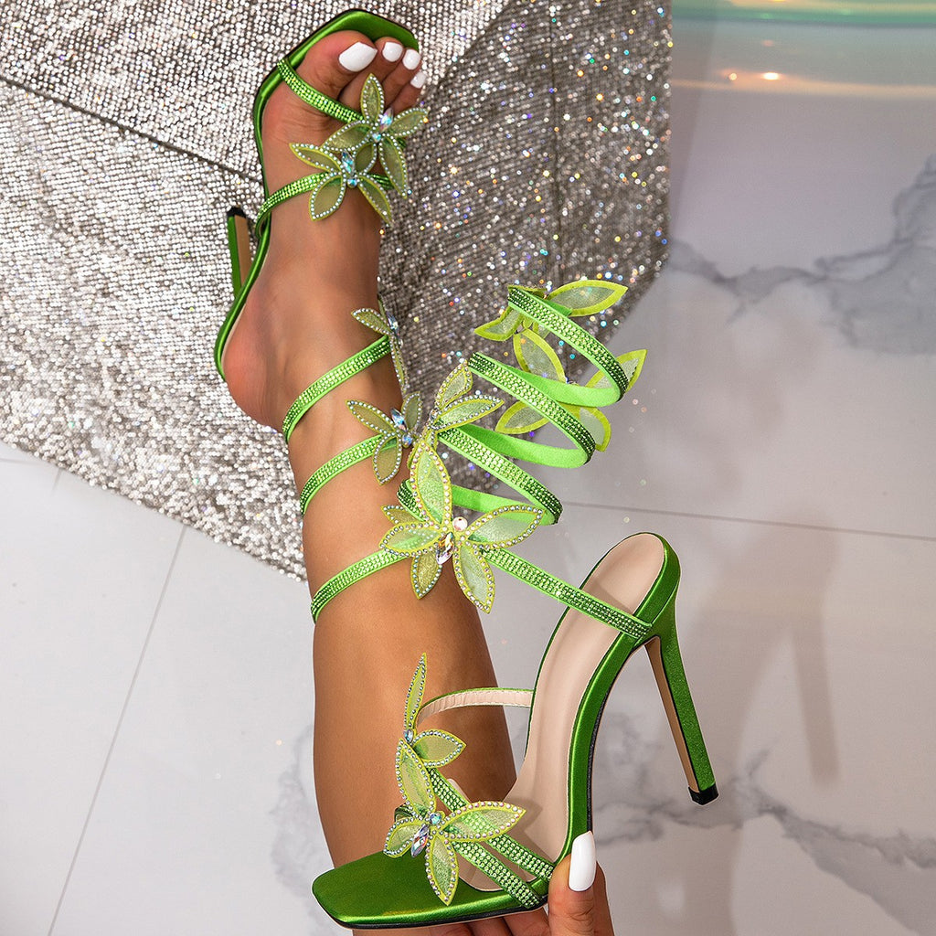 Rhinestone Wrap Stiletto Sandals