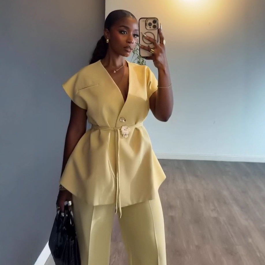 Sophisticated Two Piece Peplum Pant Set