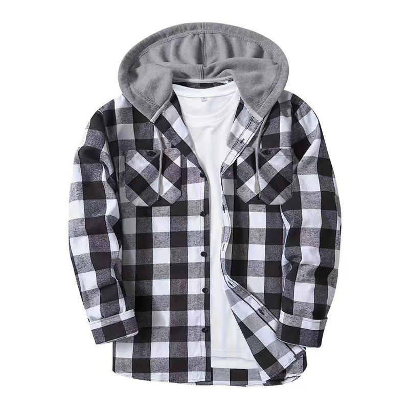 Plaid Hooded Shirt Jacket