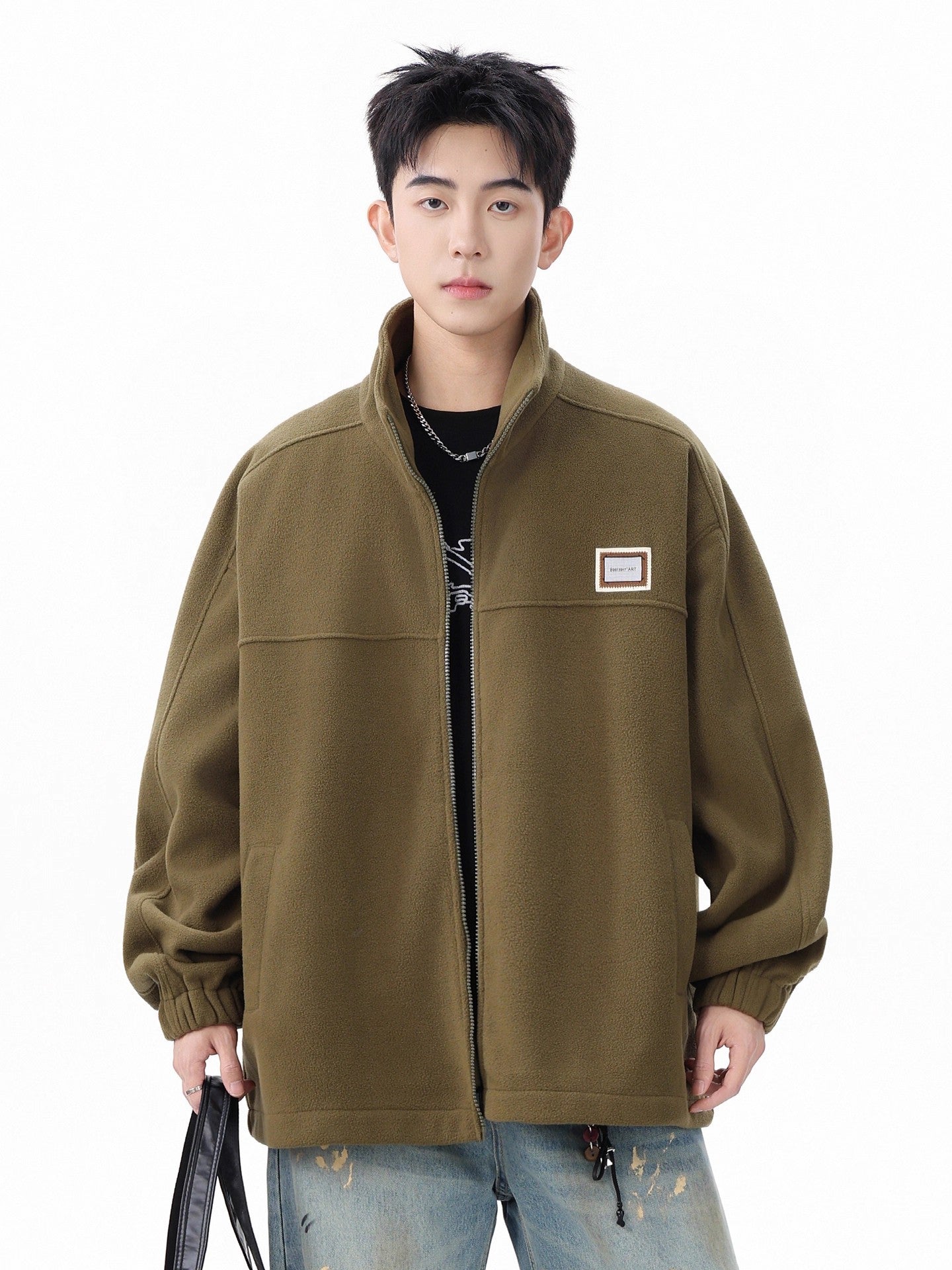 Oversized Polar Fleece Zip-Up Jacket