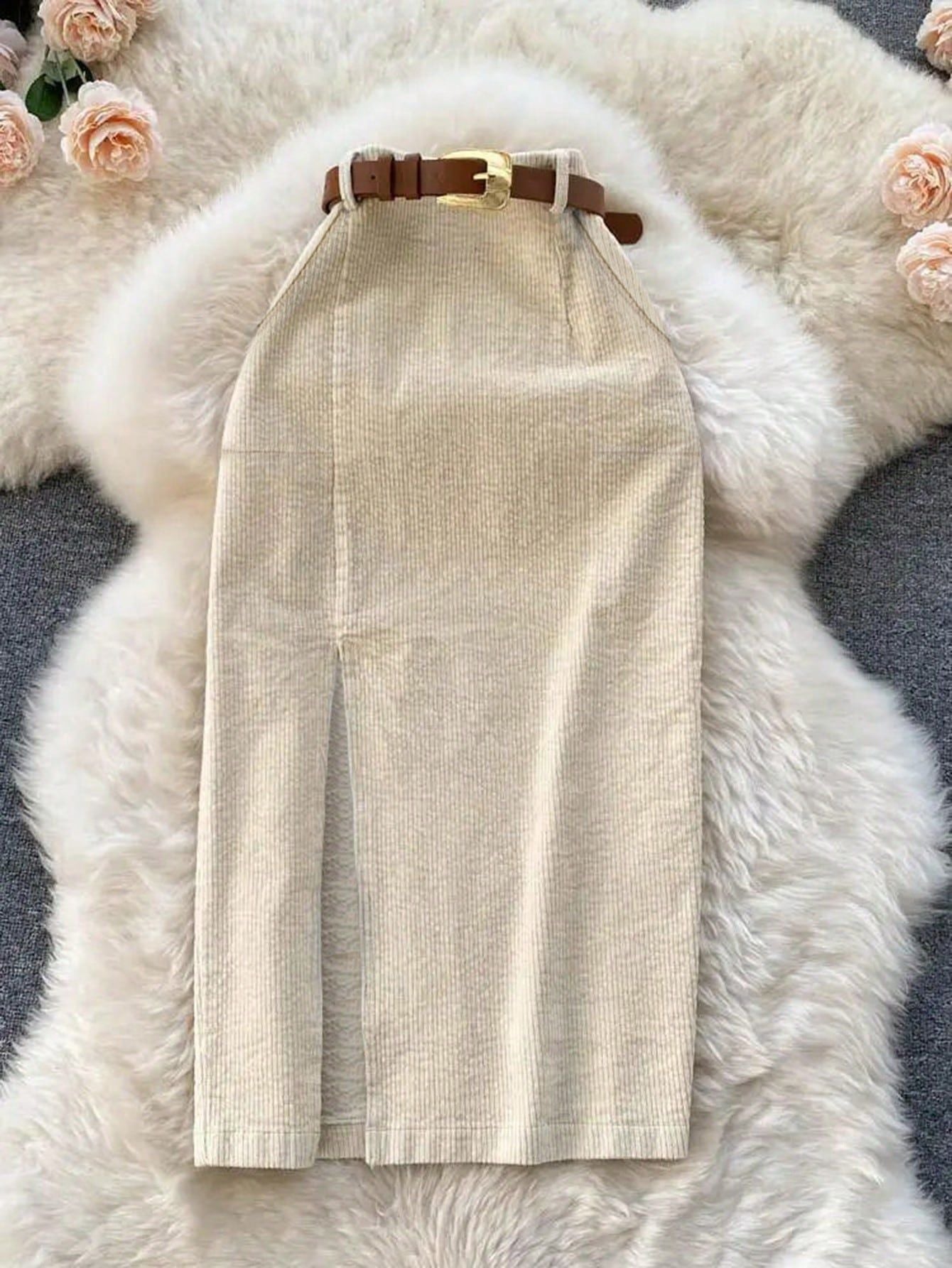 Front Slit Midi Skirt