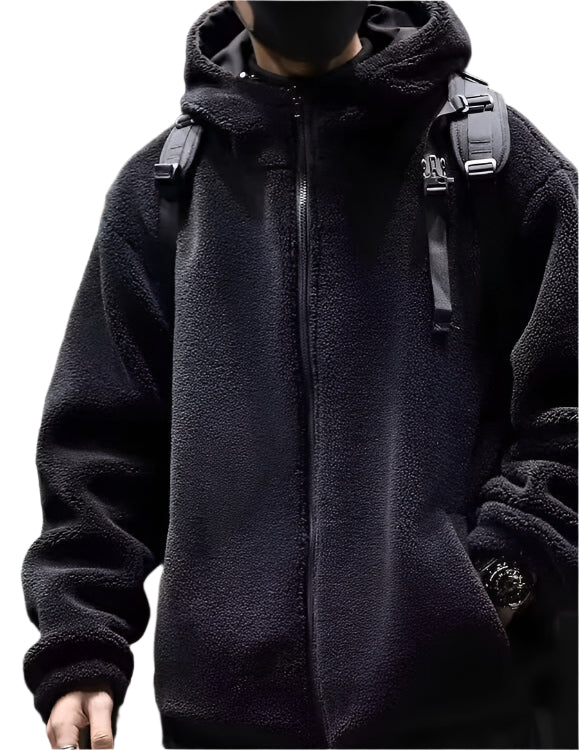 Plush Hooded Zipper Jacket