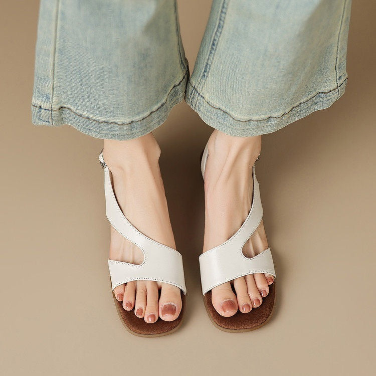 Buckle-Strap Leather Sandals
