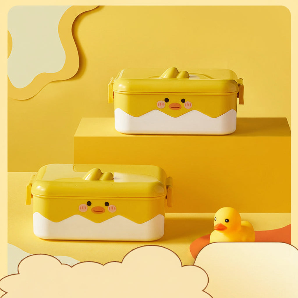 Xiaohuangji stainless steel children's lunch box, student office lunch box, lunch box with snap closure, sealed lunch box