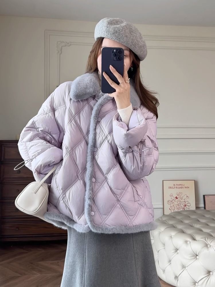 Puffer Jacket with Faux Fur Trim