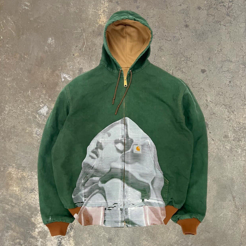 Men’s Hooded Utility Print Jacket