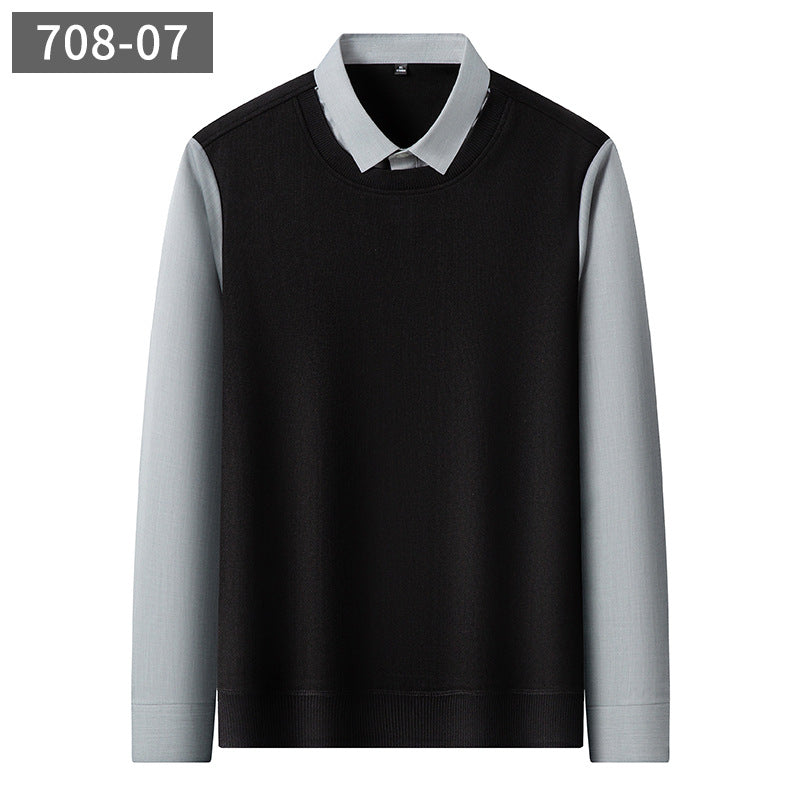 Men’s Integrated Layered-Look Cashmere Blend Pullover