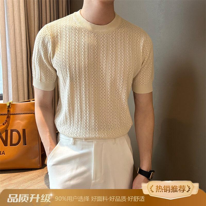 Men's Hollow-Knit Short-Sleeve Polo