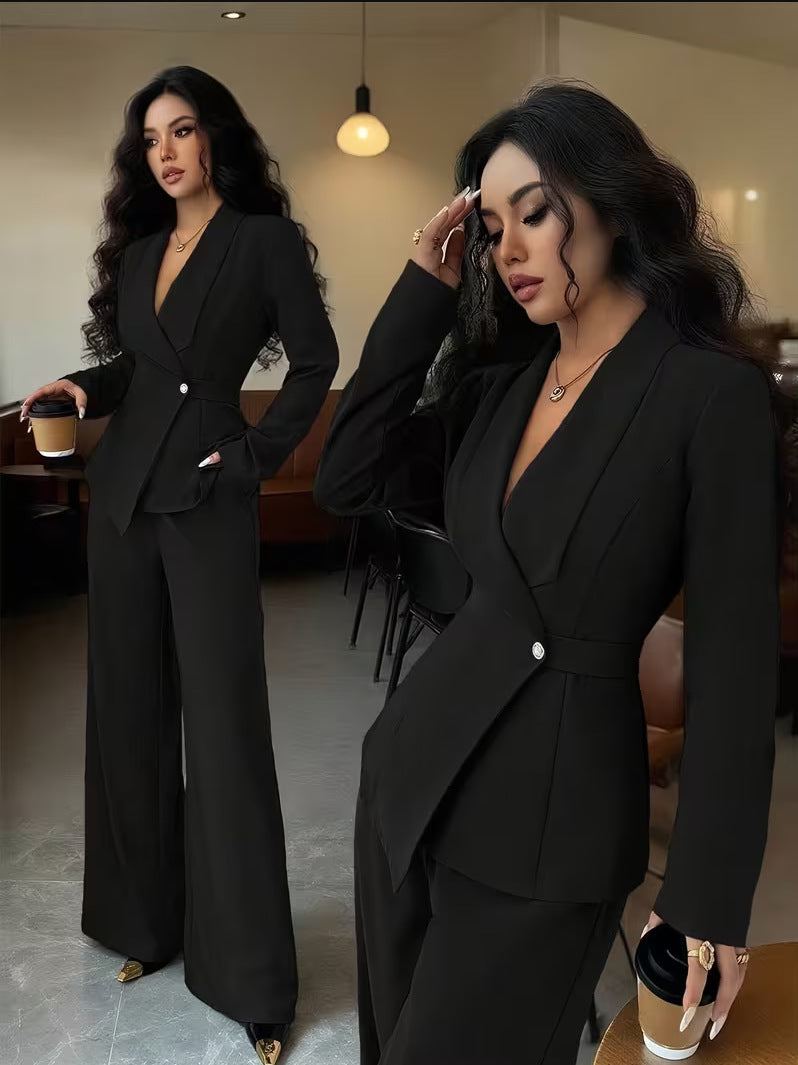 Blazer and Wide Leg Trousers Two Piece Set