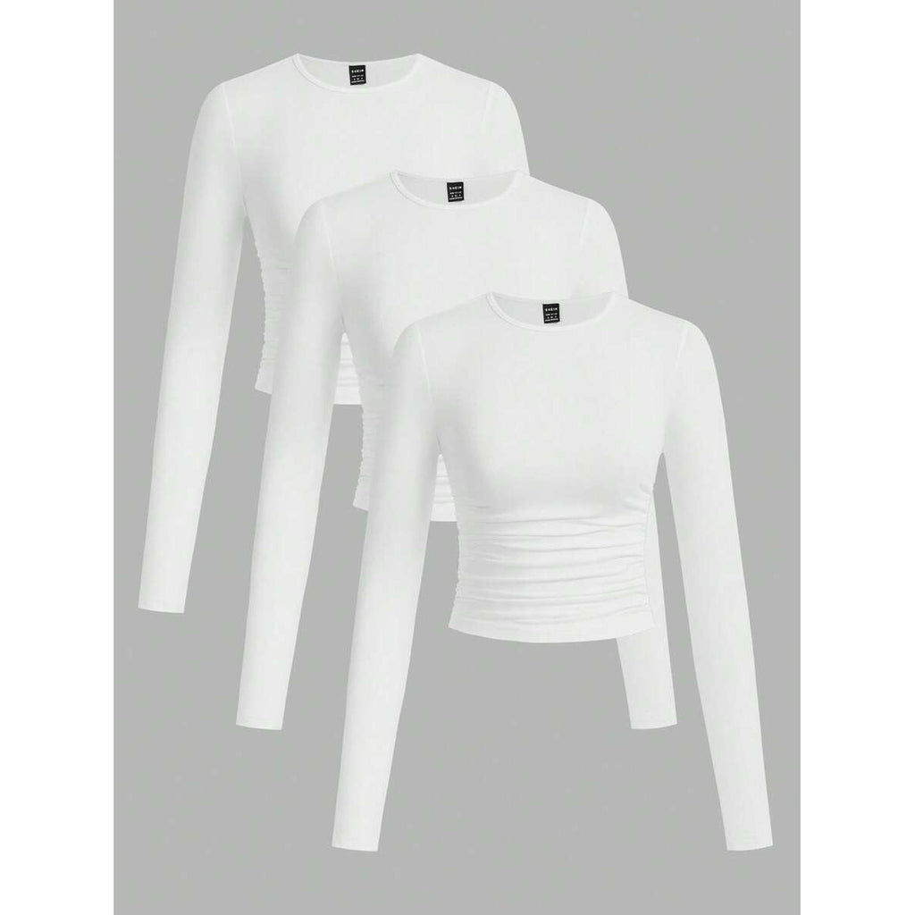 Ruched Long Sleeve Crop Top