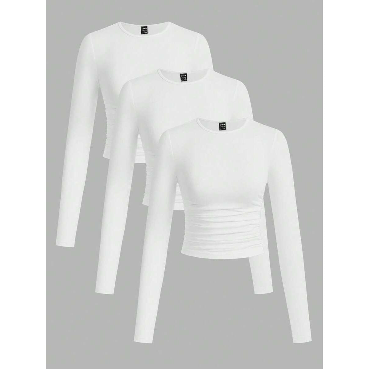 Ruched Long Sleeve Crop Top