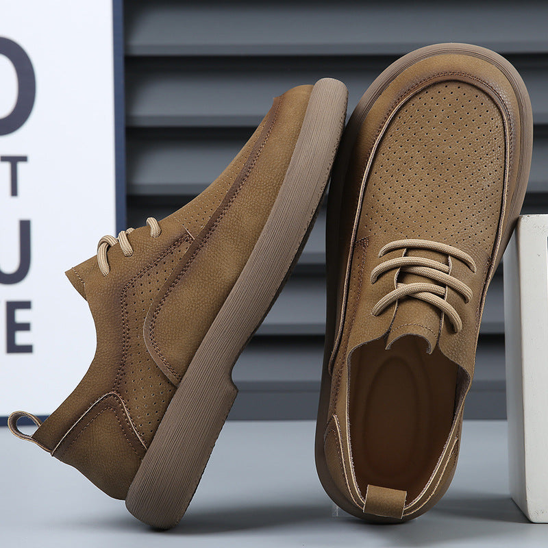 Perforated Leather Casual Shoes