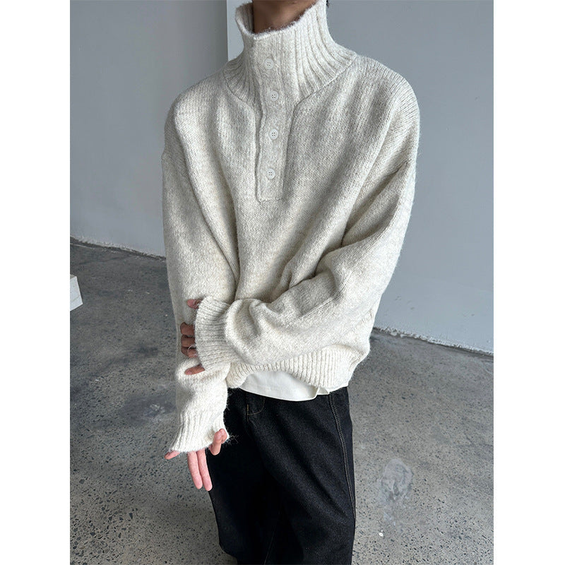 Oversized Half-Button Knit Pullover