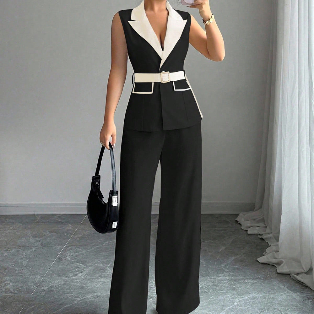 Sleeveless Blazer and Trousers Set
