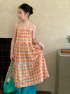 X100 orange plaid slip dress