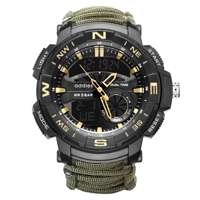 Eddison Men's Multifunctional Compass Watch Outdoor Mountaineering Whistle Flintstone Waterproof Electronic Men's Watch Wholesale