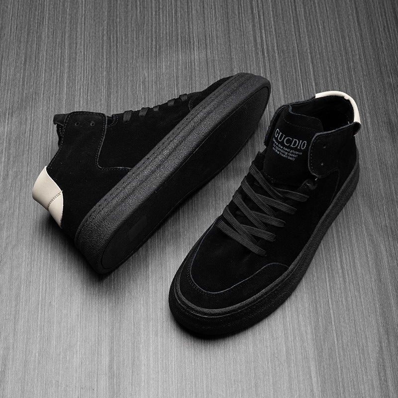 Top-Grain Leather Mid-Top Sneakers