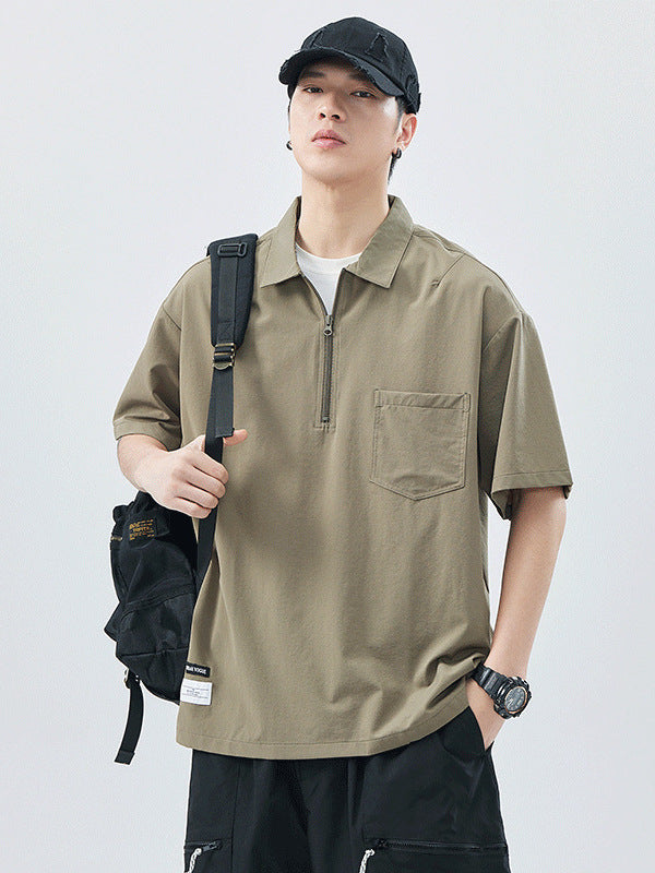 Casual Half-Zip Polo T-Shirt