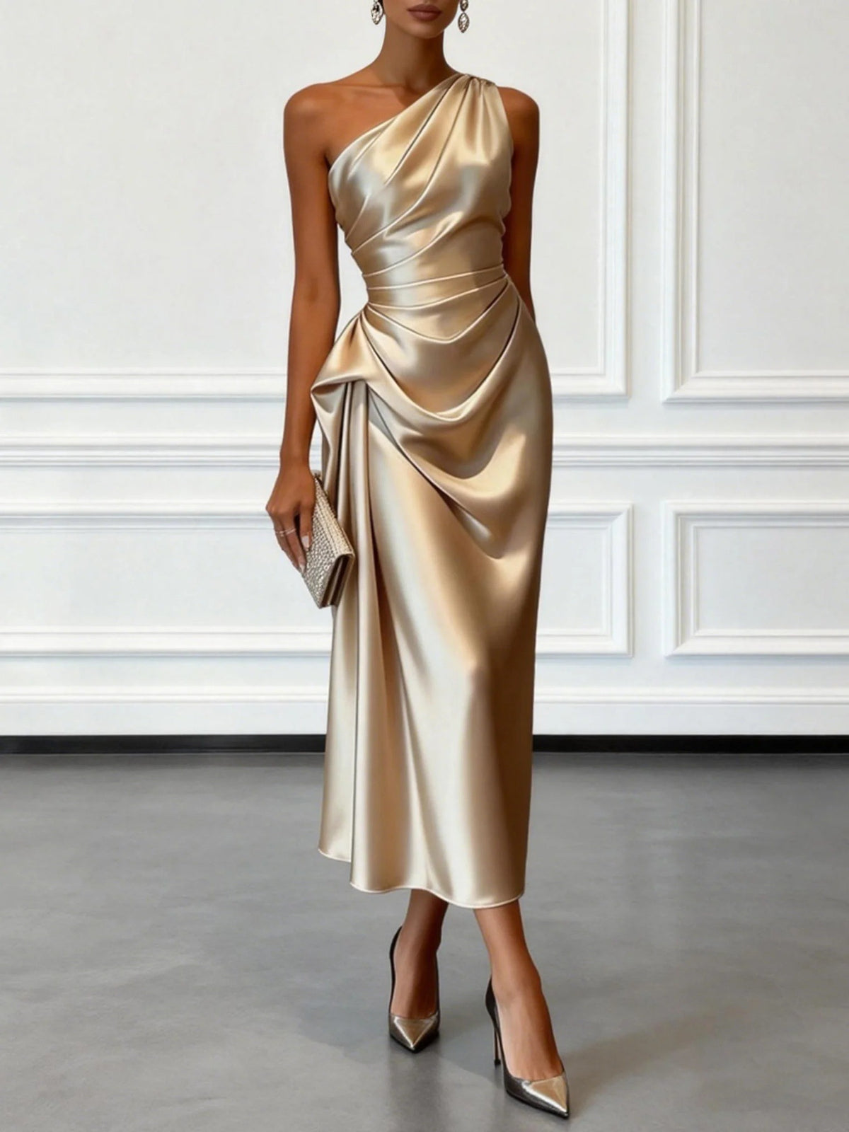 One-Shoulder Draped Dress