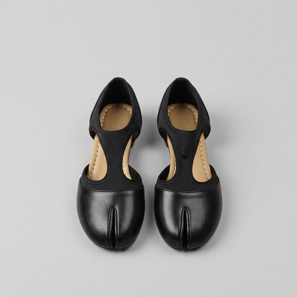Split-Toe Leather Mary Janes