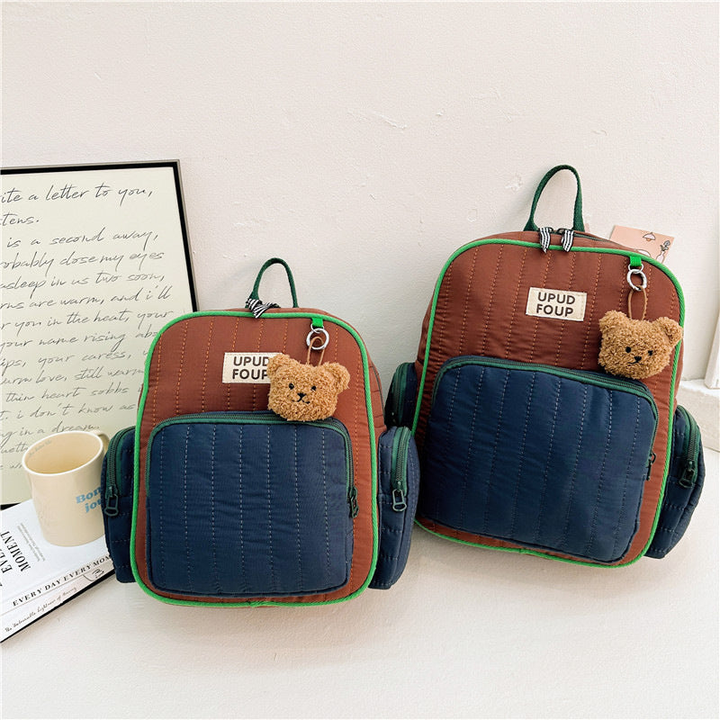 Quilted Bear Charm Backpack