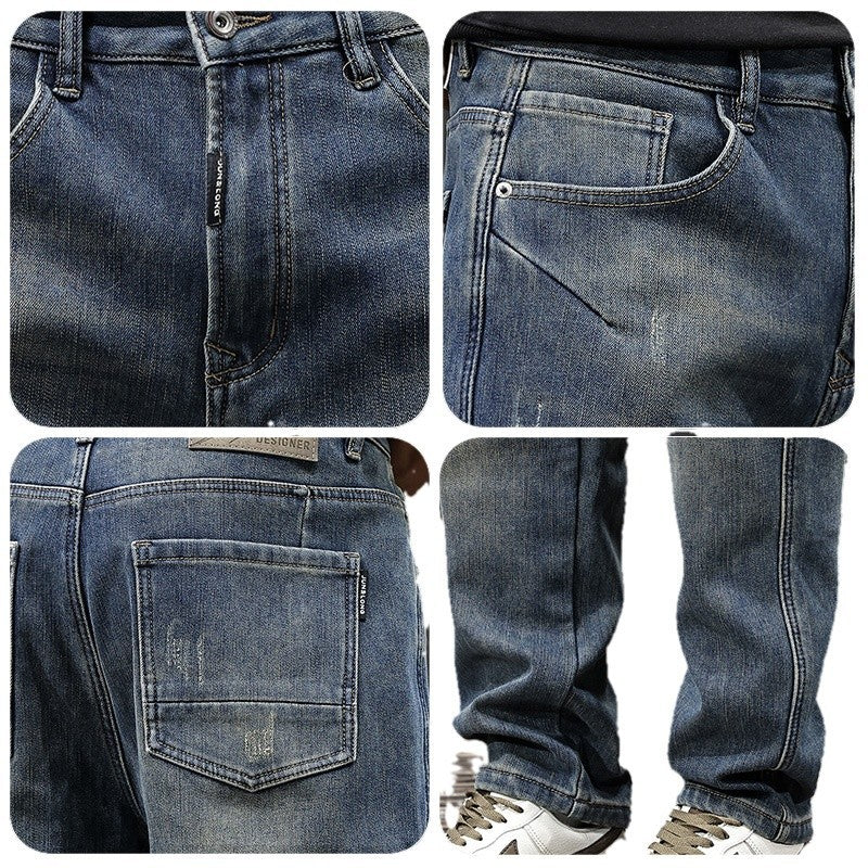 Fleece-Lined Relaxed Tapered Denim