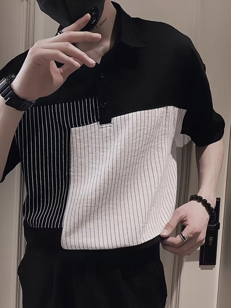 Patchwork Striped Polo Shirt