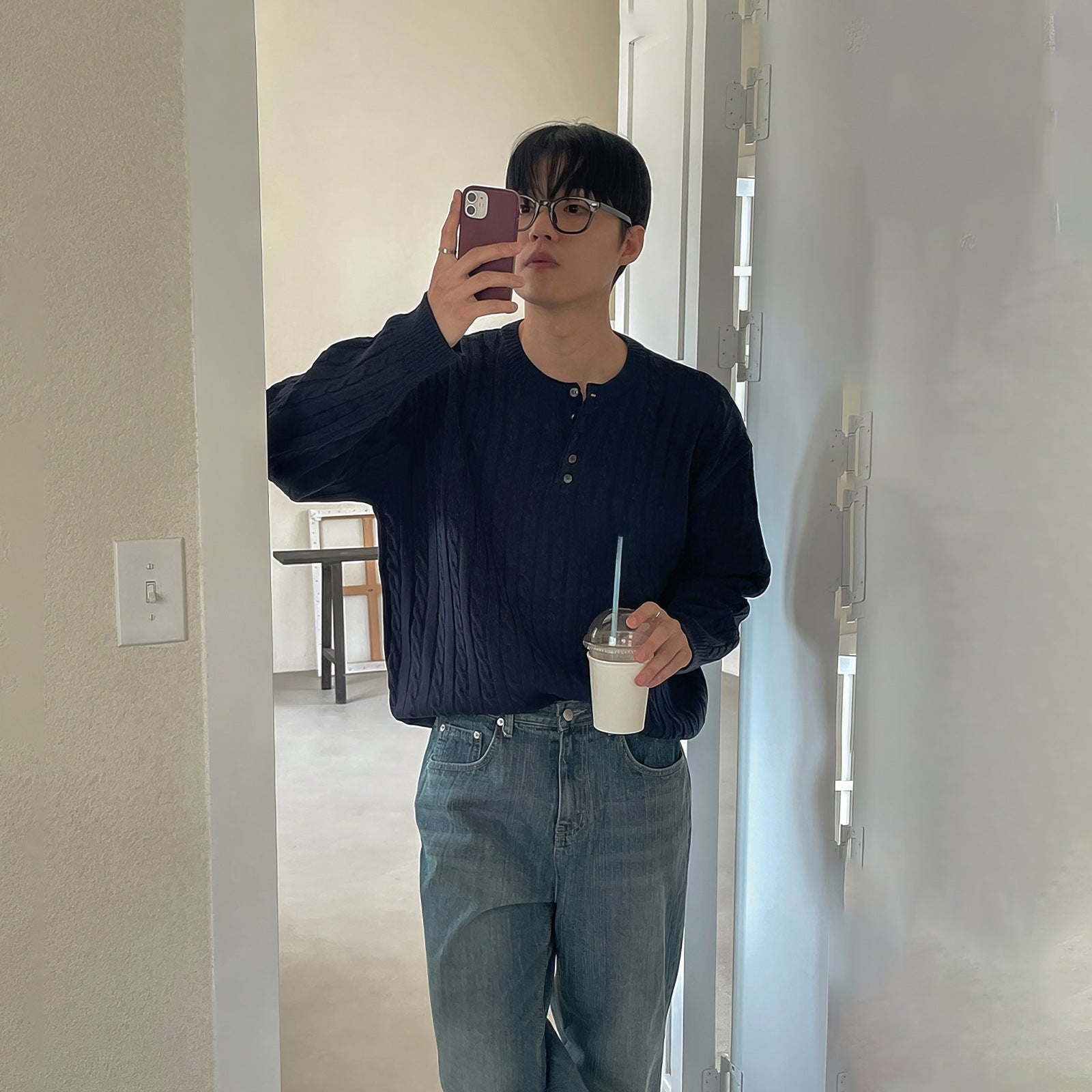 Cable Knit Henley Sweater