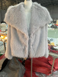 Faux Fur Coat with Wide Collar