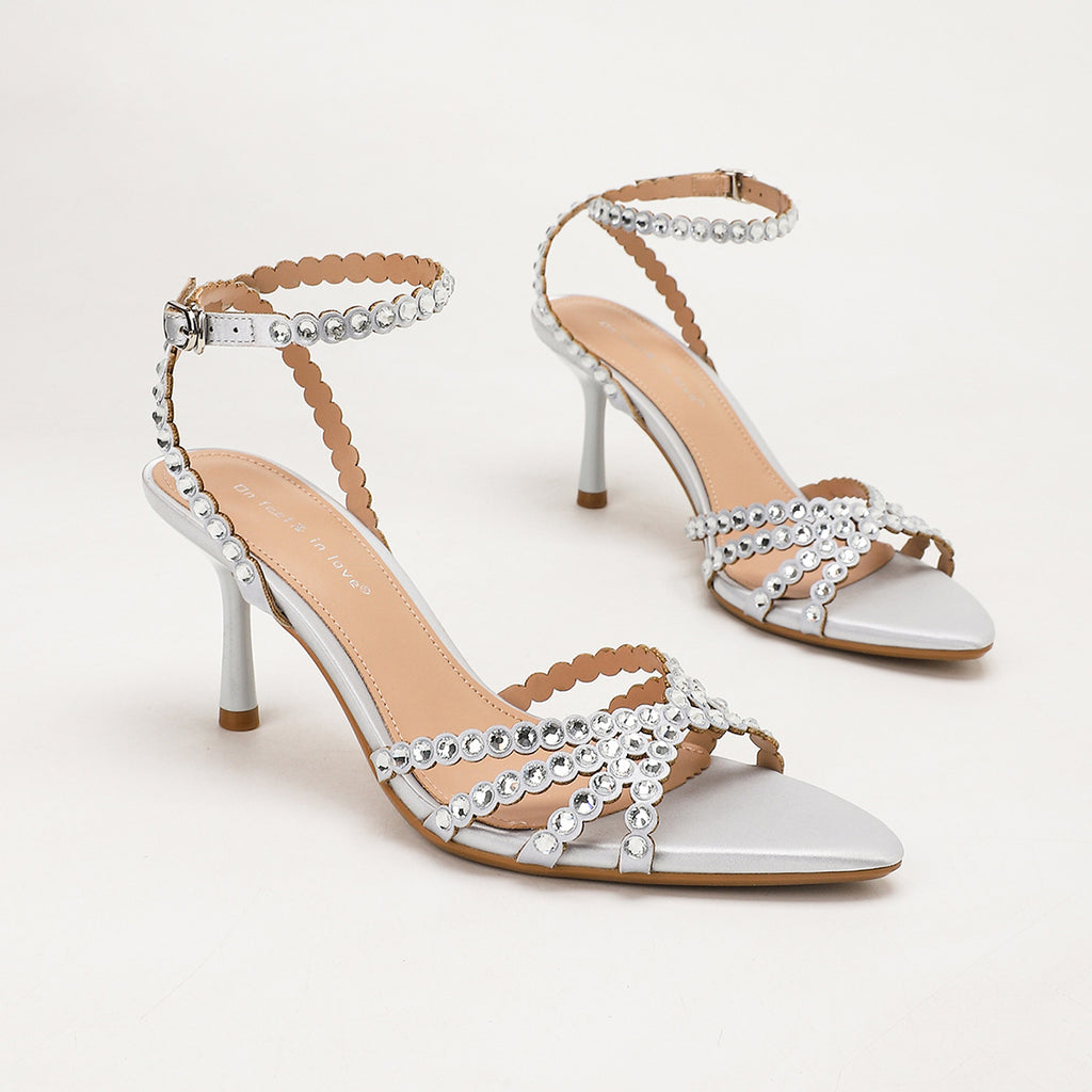 Satin Rhinestone Sandals