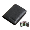 Black-Tri-fold (vegetable tanned top layer leather)-Anti-theft brush