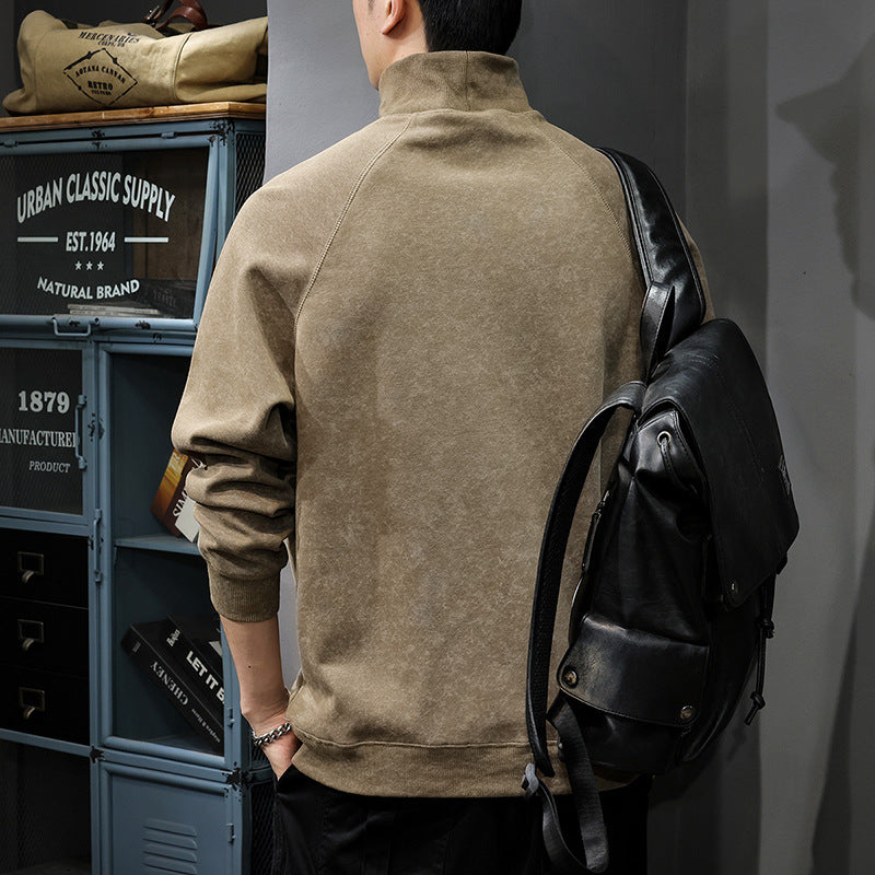 Embossed High-Neck Sweatshirt