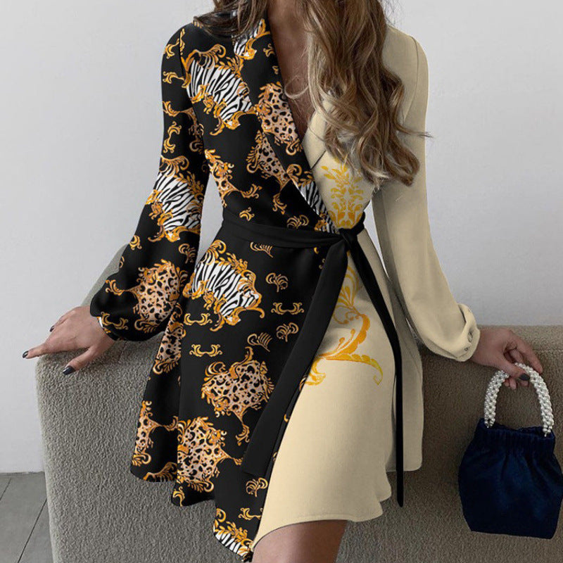 Baroque Mixed Print Wrap Dress