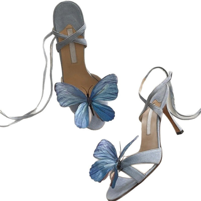 Floral Tie Stiletto Sandals
