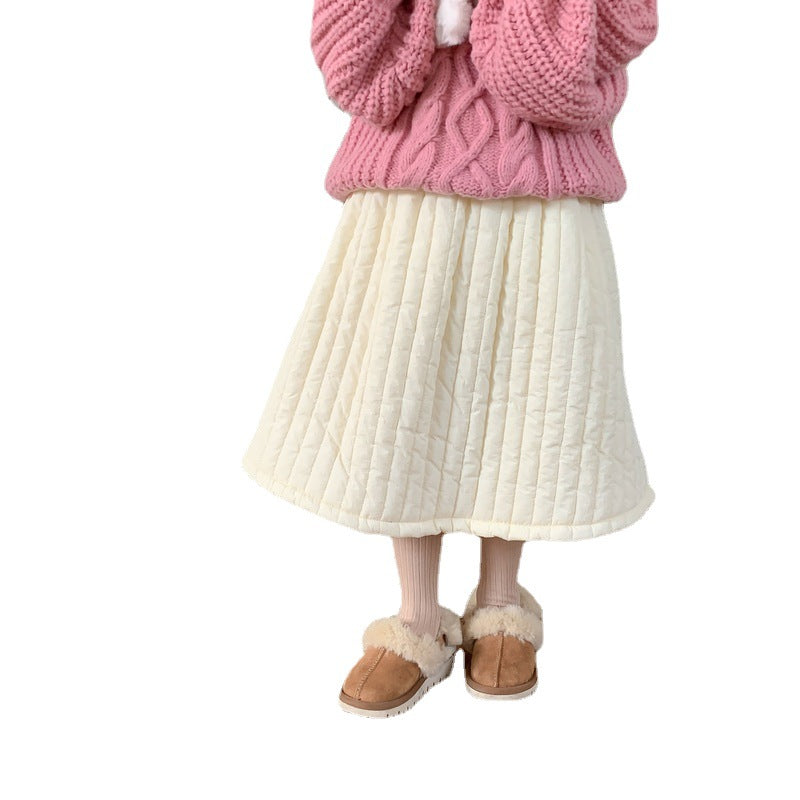 Girls' Solid Padded Winter Skirt