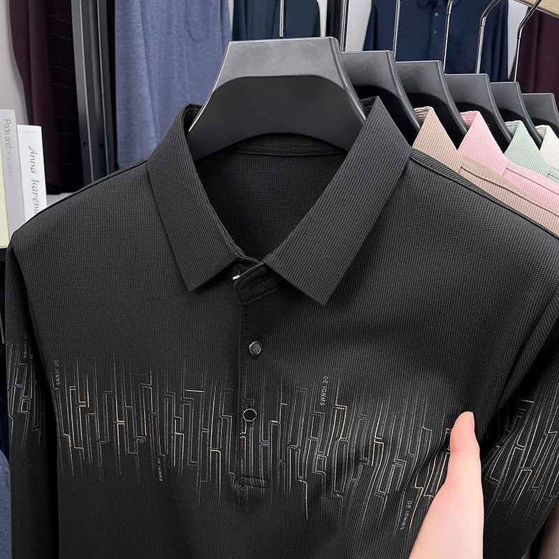 Patterned Long Sleeve Polo