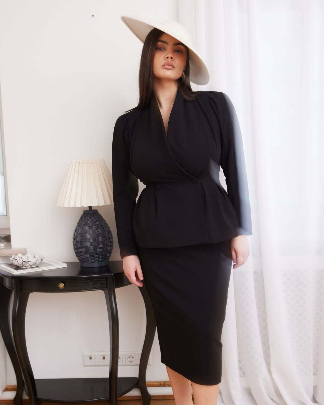 Elegant Peplum Blazer and Skirt Set