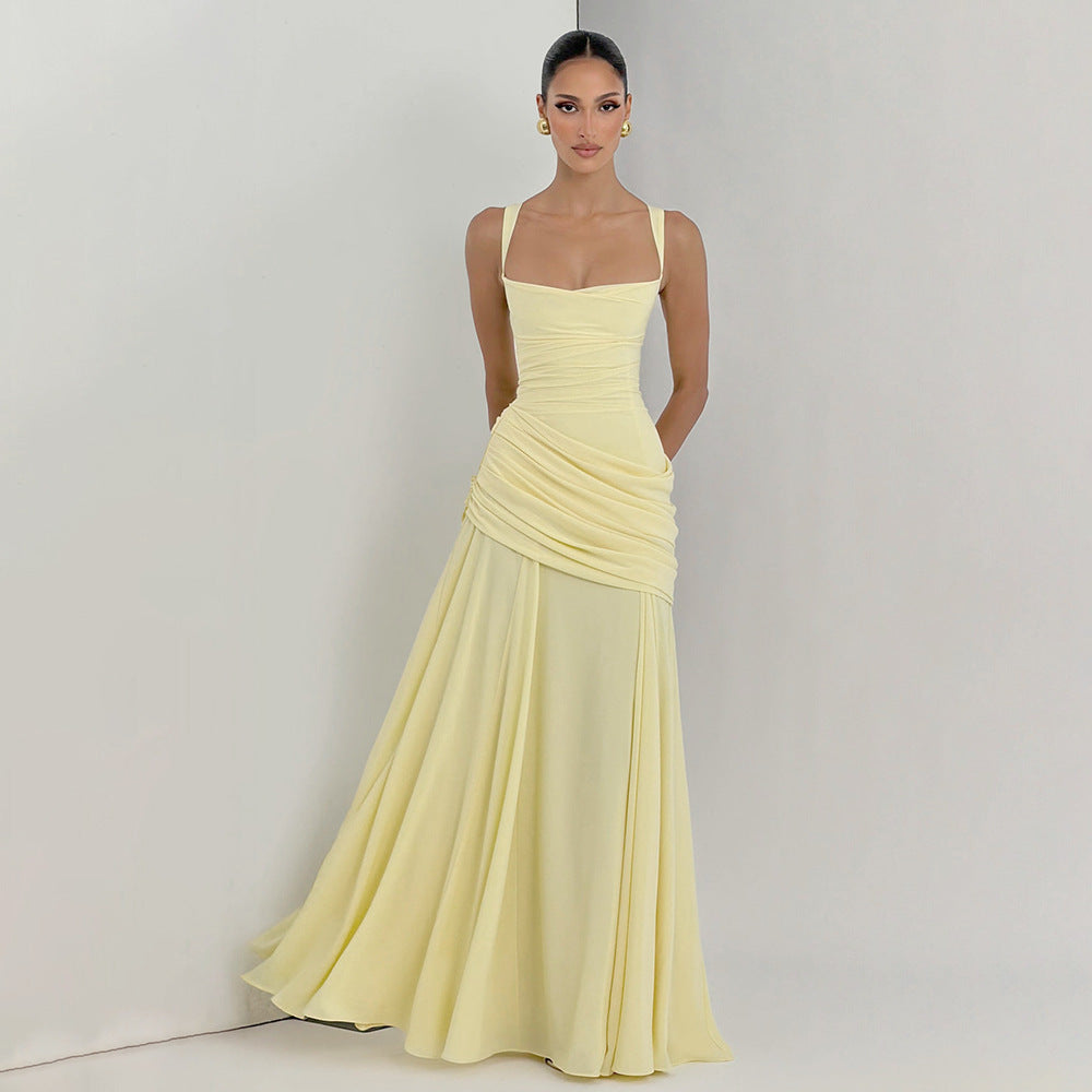 Aurora Ruched Backless Maxi Dress