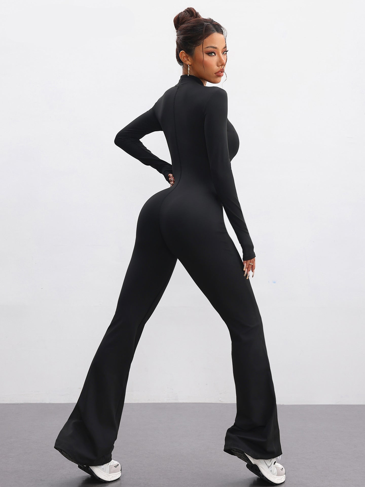 Sculpt Zip Flare Jumpsuit