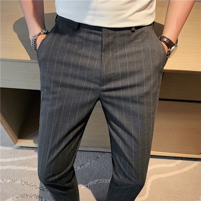 Stylish Pinstripe Slim-Fit Trousers