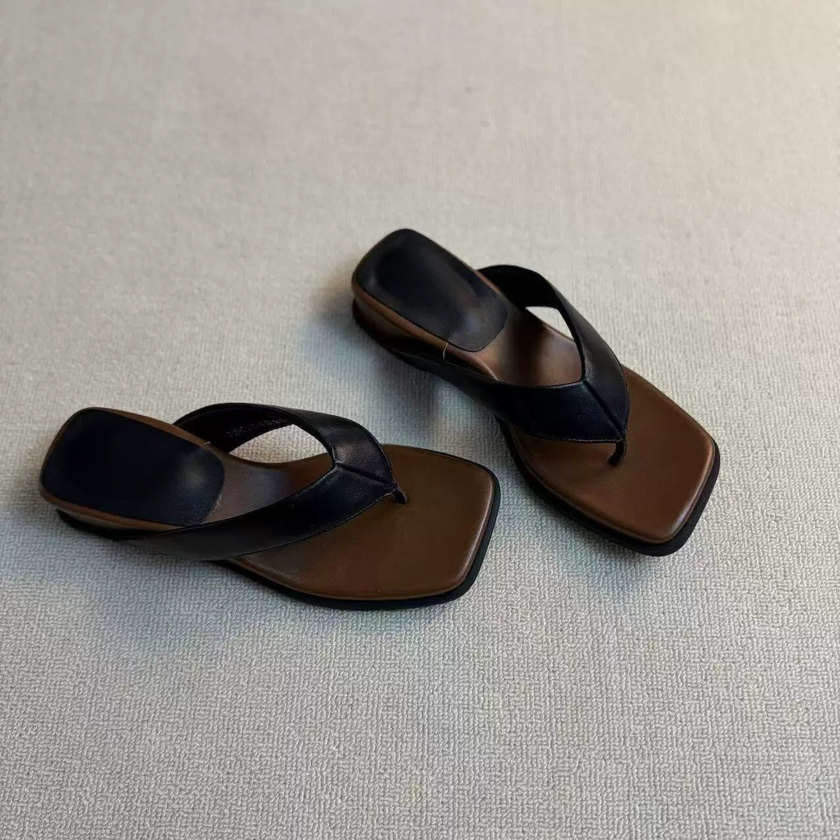 Leather Platform Thong Sandals