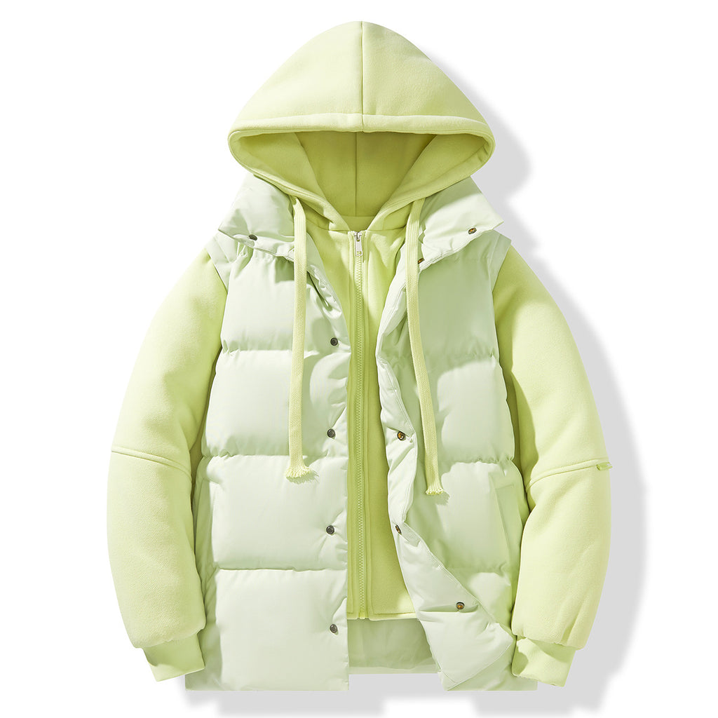 Layered Puffer Vest Hoodie