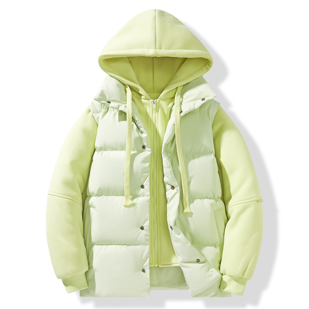 Layered Puffer Vest Hoodie