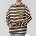 Striped Pocket Crewneck Sweatshirt