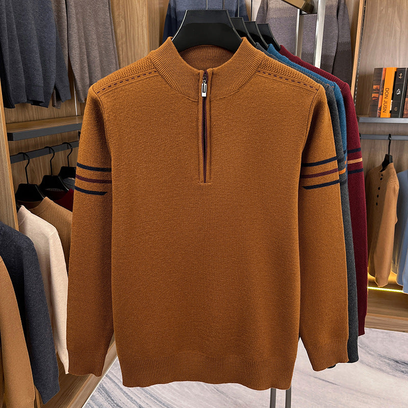 Zip-Neck Knit Pullover